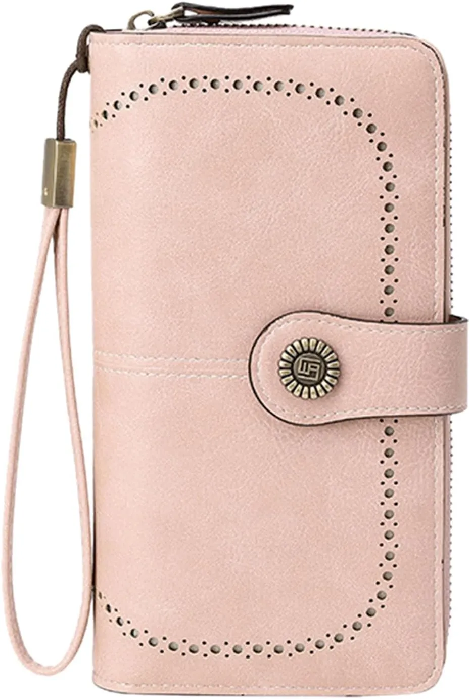 Rfid Wallet Women, Leather Wristlet Wallets, Bifold Large Capacity Rfid Blocking Zip Around Clutch Purses Credit Card Holder