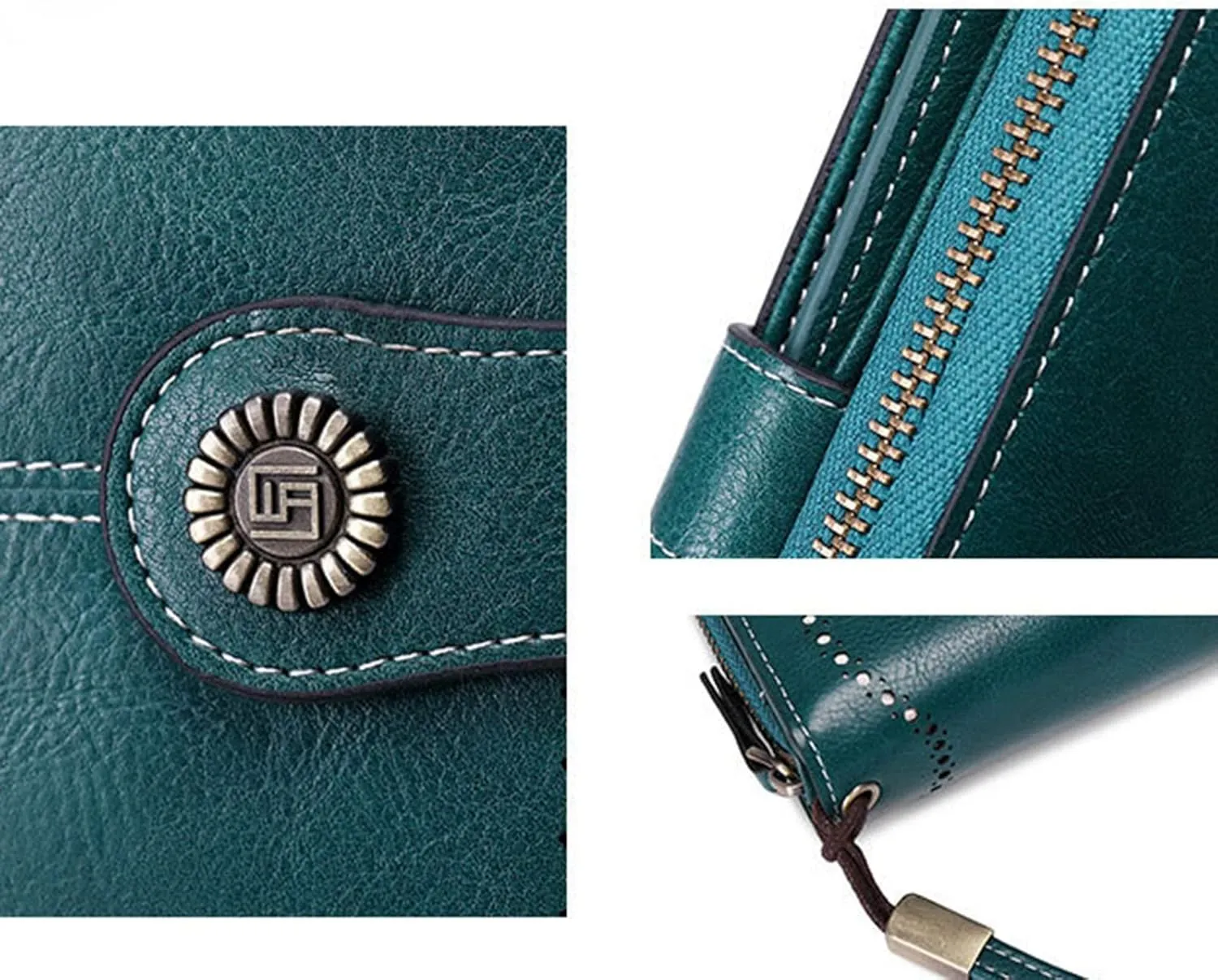 Rfid Wallet Women,2024 New Leather Wristlet Wallets for Women,Large Capacity Zip Around Bifold Rfid Blocking Clutch Purses Credit Card Holder,Travel Wallet for Mom Ladies Girls Women