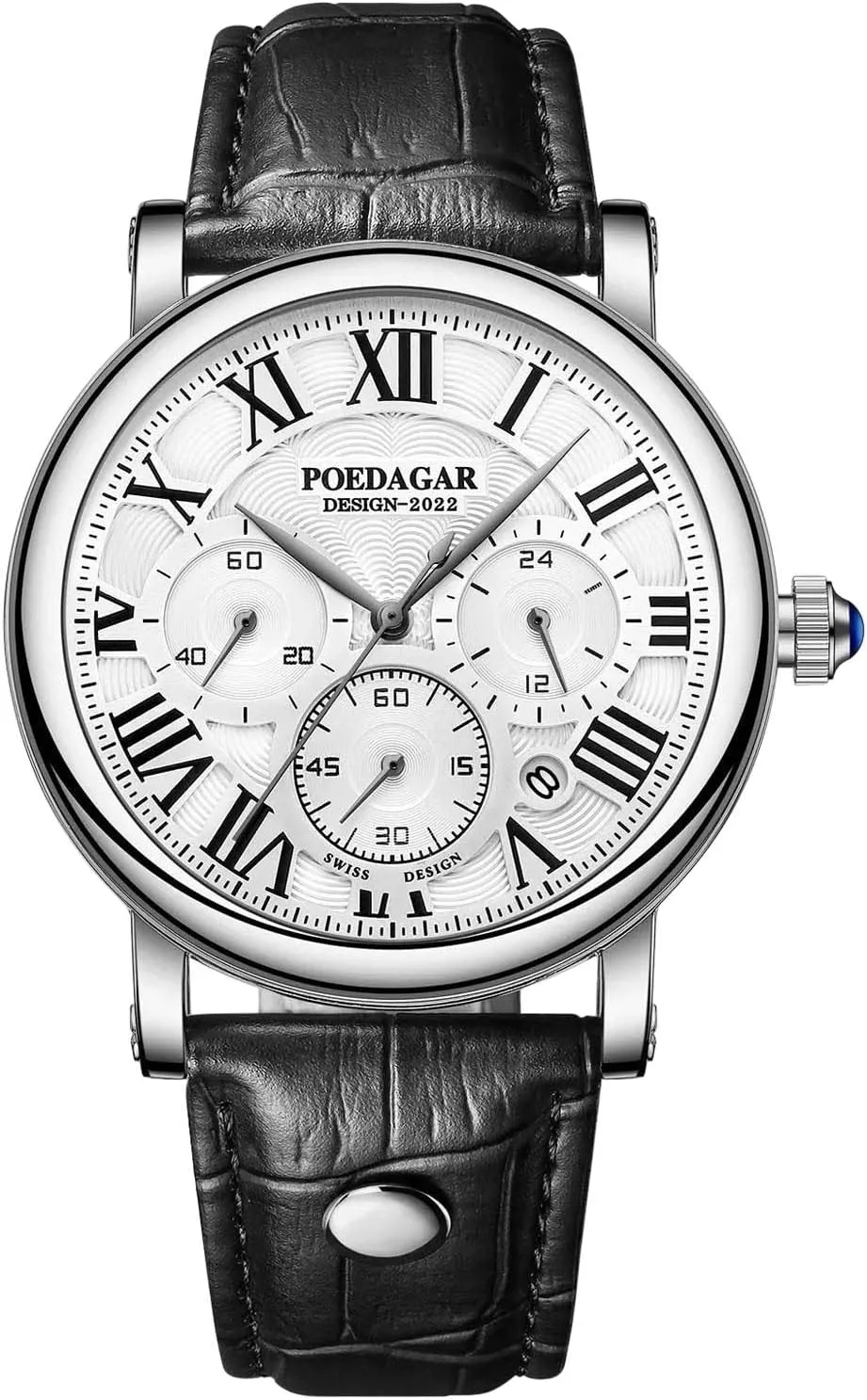 RORIOS Mens Watches Chronograph Watch with Leather Band Analog Quartz Watch Business Waterproof Wrist Watch for Men
