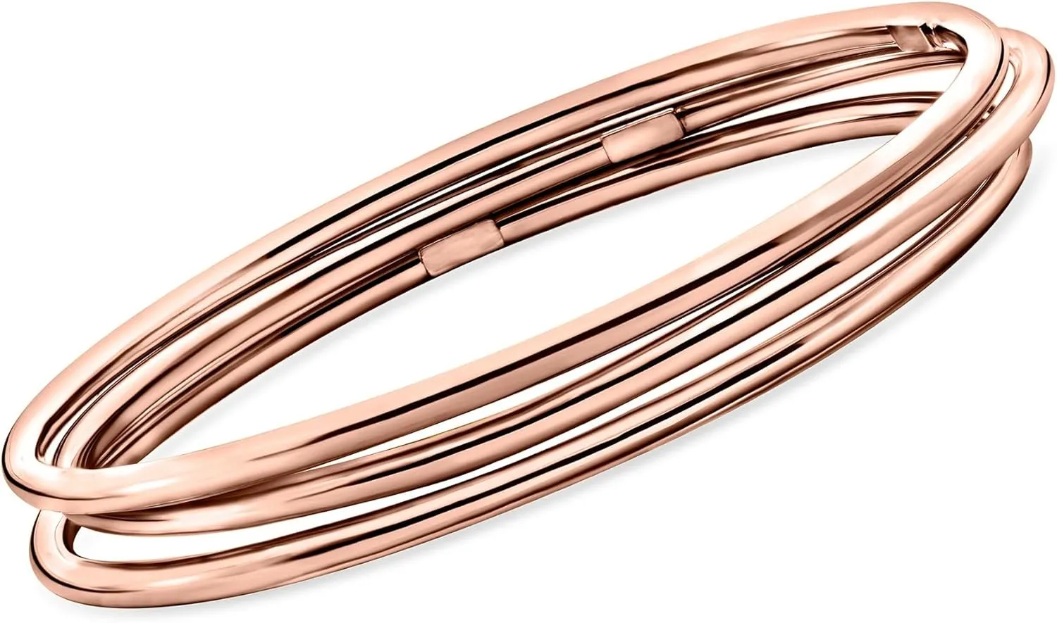 Ross-Simons Italian 22kt Rose Gold Over Sterling Jewelry Set: 3 Polished Bangle Bracelets