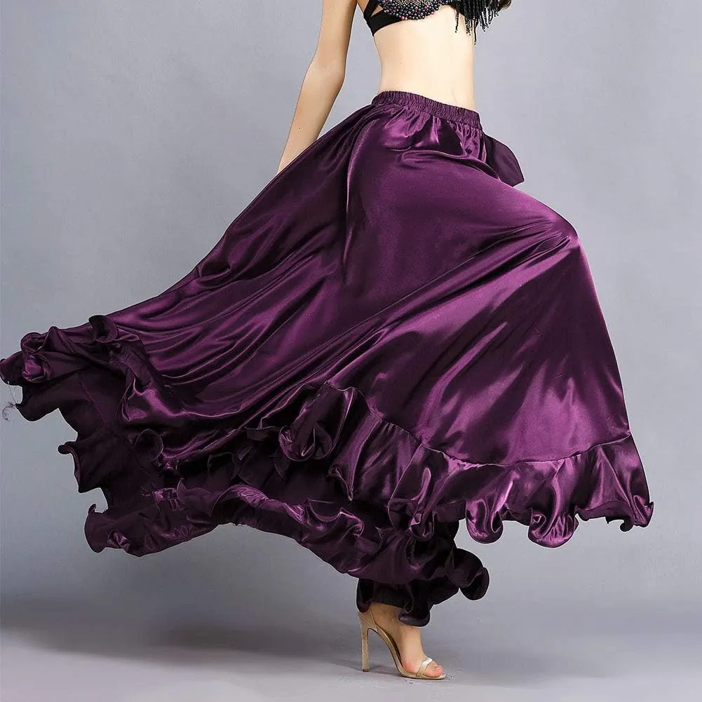 ROYAL SMEELA Belly Dance Costume for Women Belly Dancing Skirts Slit Ruffle Maxi Skirt Dance Dress Bellydance Dancer Outfit