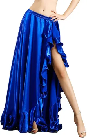 ROYAL SMEELA Belly Dance Costume for Women Belly Dancing Skirts Slit Ruffle Maxi Skirt Dance Dress Bellydance Dancer Outfit