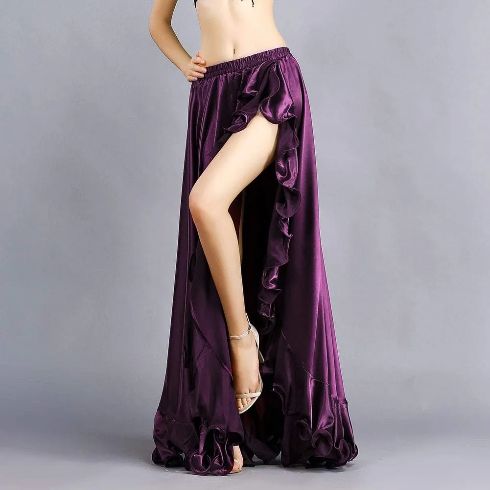 ROYAL SMEELA Belly Dance Costume for Women Belly Dancing Skirts Slit Ruffle Maxi Skirt Dance Dress Bellydance Dancer Outfit