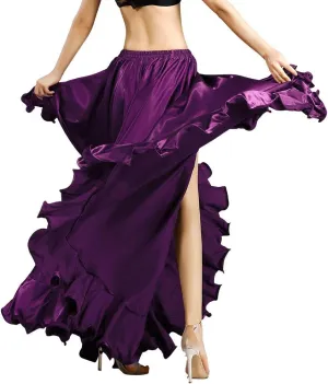 ROYAL SMEELA Belly Dance Costume for Women Belly Dancing Skirts Slit Ruffle Maxi Skirt Dance Dress Bellydance Dancer Outfit