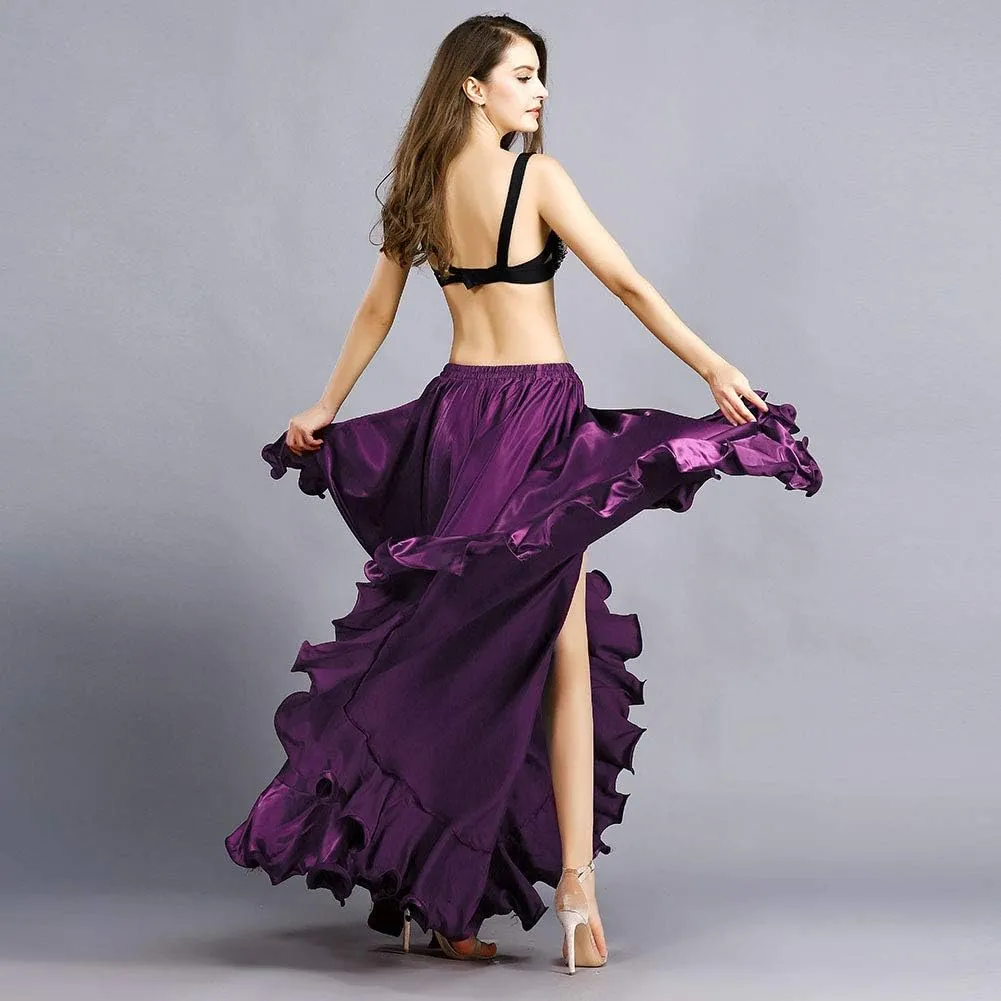 ROYAL SMEELA Belly Dance Costume for Women Belly Dancing Skirts Slit Ruffle Maxi Skirt Dance Dress Bellydance Dancer Outfit