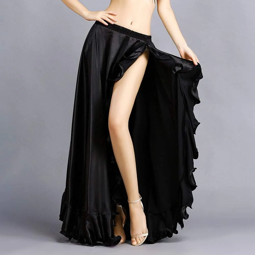 ROYAL SMEELA Belly Dance Costume for Women Belly Dancing Skirts Slit Ruffle Maxi Skirt Dance Dress Bellydance Dancer Outfit