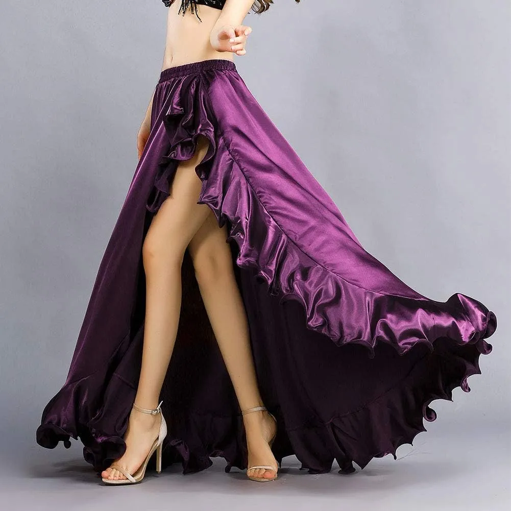 ROYAL SMEELA Belly Dance Costume for Women Belly Dancing Skirts Slit Ruffle Maxi Skirt Dance Dress Bellydance Dancer Outfit