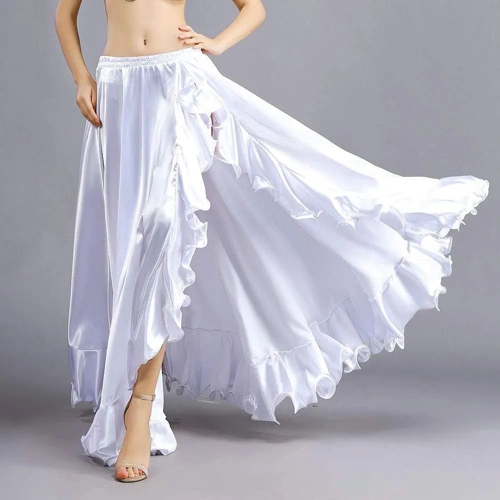 ROYAL SMEELA Belly Dance Costume for Women Belly Dancing Skirts Slit Ruffle Maxi Skirt Dance Dress Bellydance Dancer Outfit