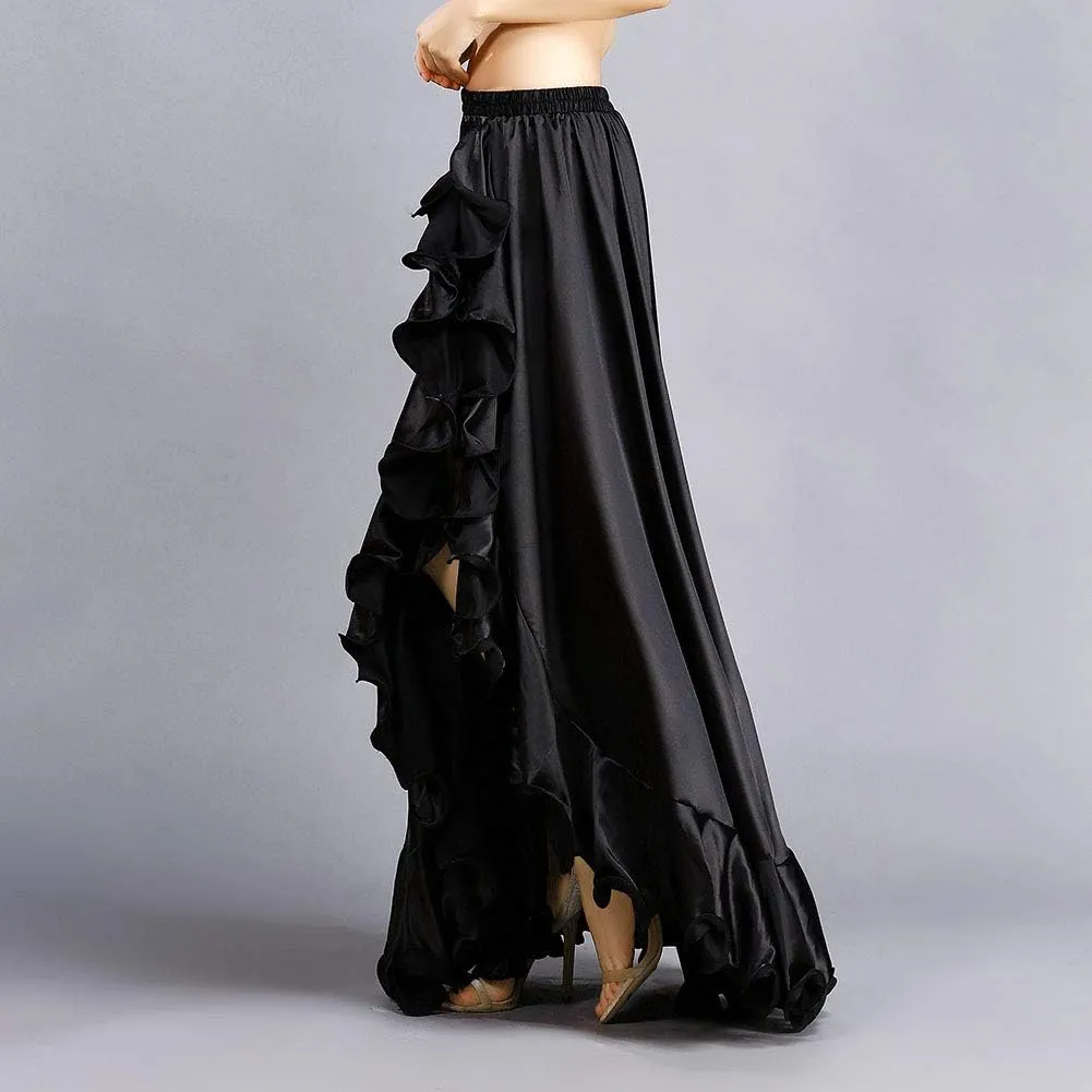 ROYAL SMEELA Belly Dance Costume for Women Belly Dancing Skirts Slit Ruffle Maxi Skirt Dance Dress Bellydance Dancer Outfit