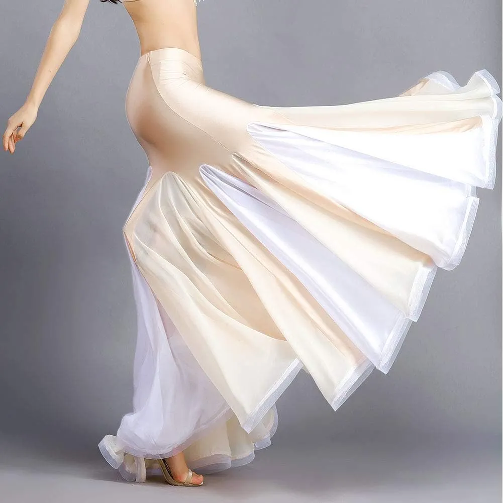 ROYAL SMEELA Belly Dance Costume for Women Chiffon Belly Dancing Skirts Maxi Fishtail Skirt Ruffle Mermaid Skirt Dress Outfit