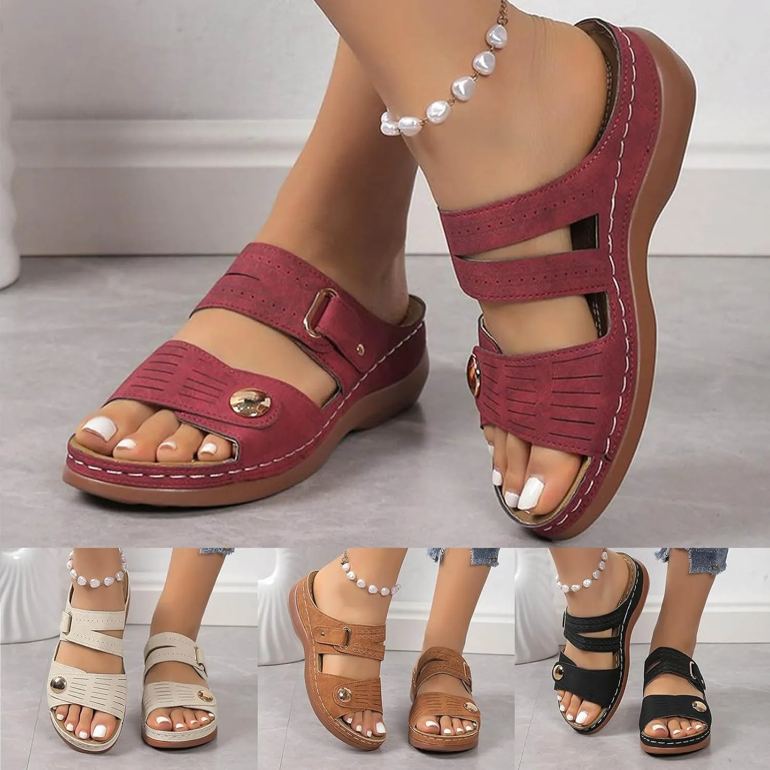 Sandals for Women Dressy Summer, Spring Sandals for Women Comfortable Slippers with Arch Support Sandal Flip Flops