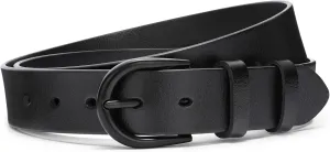 SANSTHS Women Leather Belt for Jeans Pants Dresses Black Ladies Waist Belt with Black Buckle
