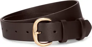 SANSTHS Women Leather Belt for Jeans Pants Dresses Black Ladies Waist Belt with Black Buckle