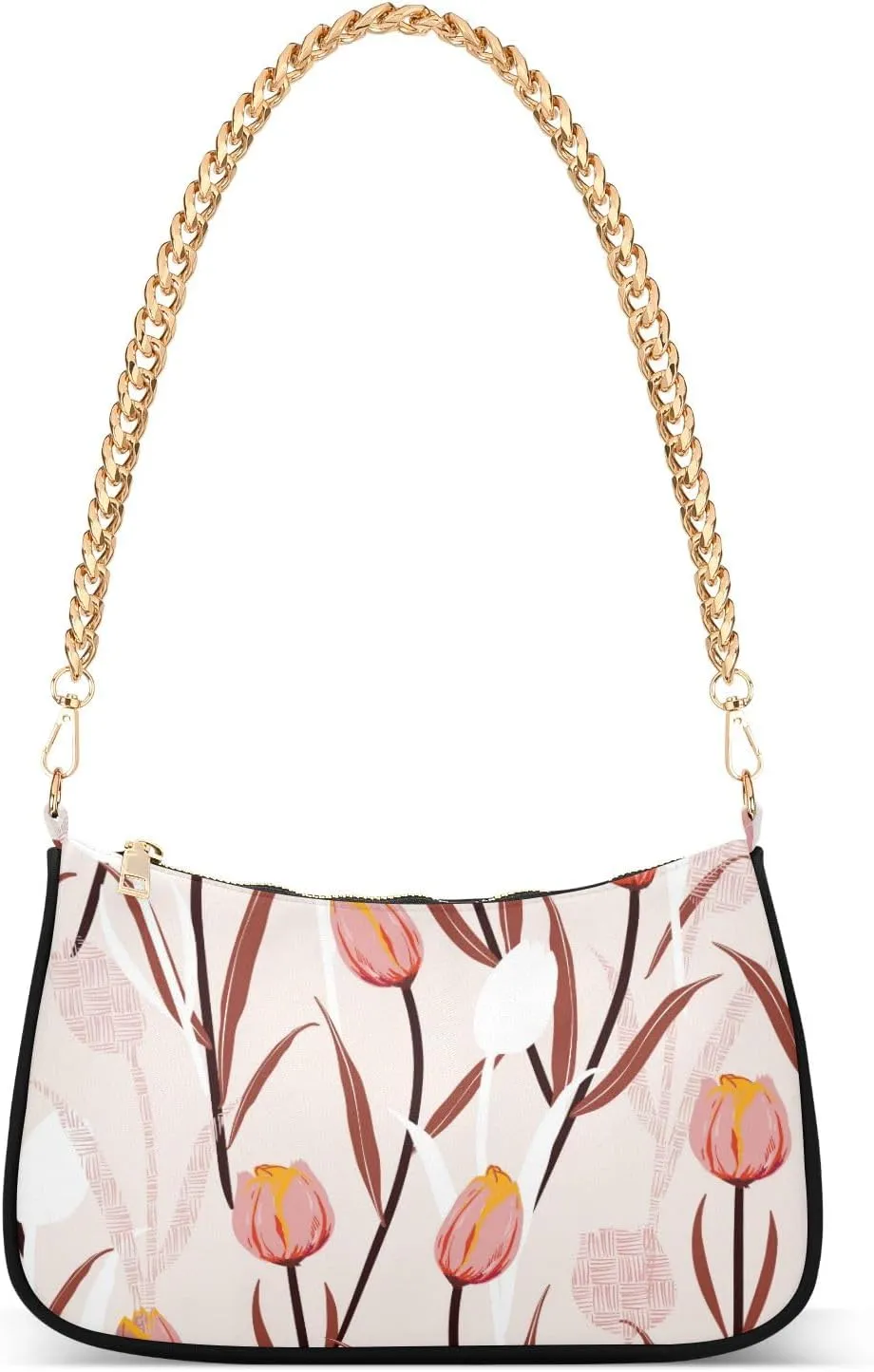 senya Handbags Chain Shoulder Tote Bag Hand Drawn Tulip Flowers Satchel Purse Top Handle Crossbody Bags for Women
