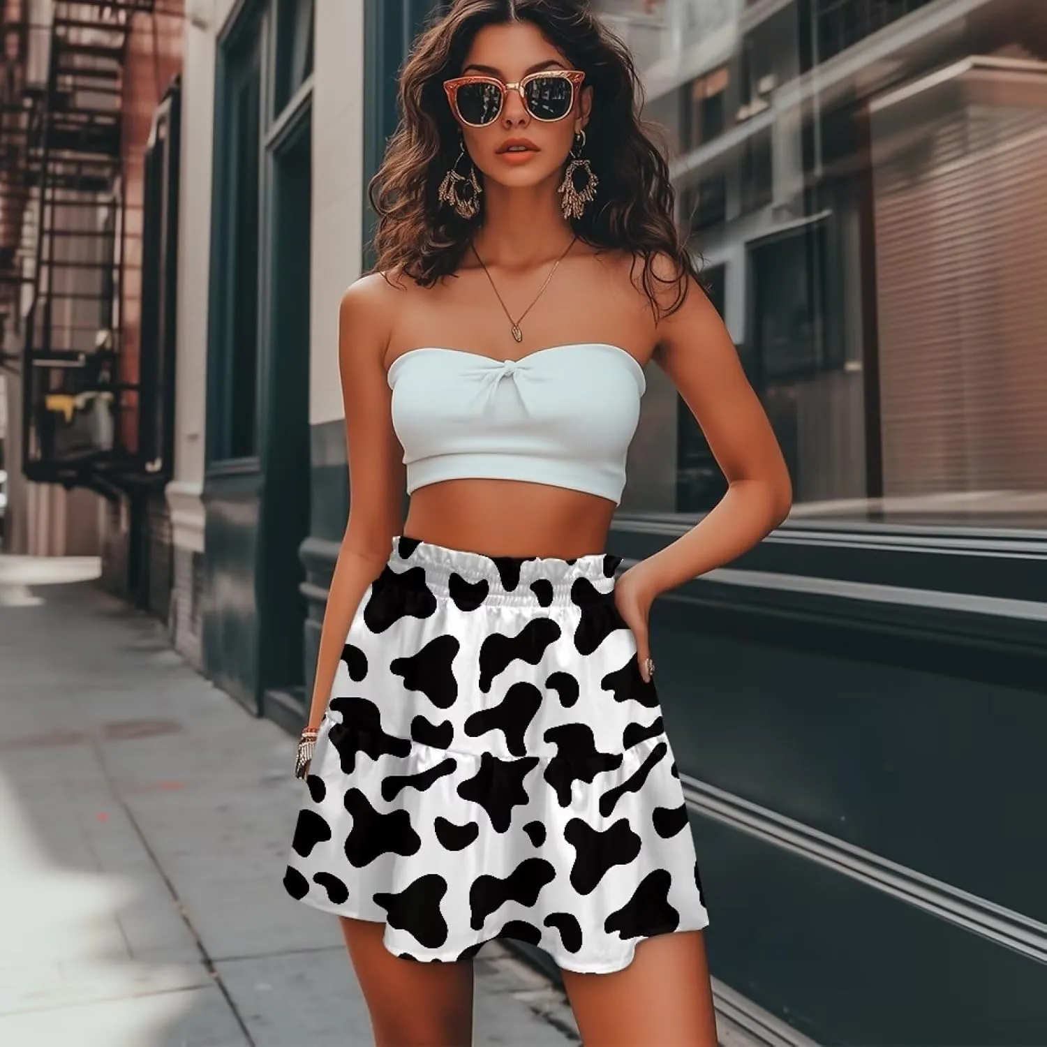 Short Skirts for Women Sexy High Waist Tiered Mini Skirt