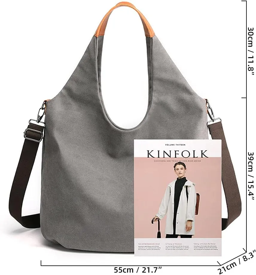 Shoulder Bag for Women Hobo Tote Bag Hippie Crossbody Bag Retro Canvas Handbag Large Capacity Satchel Purse