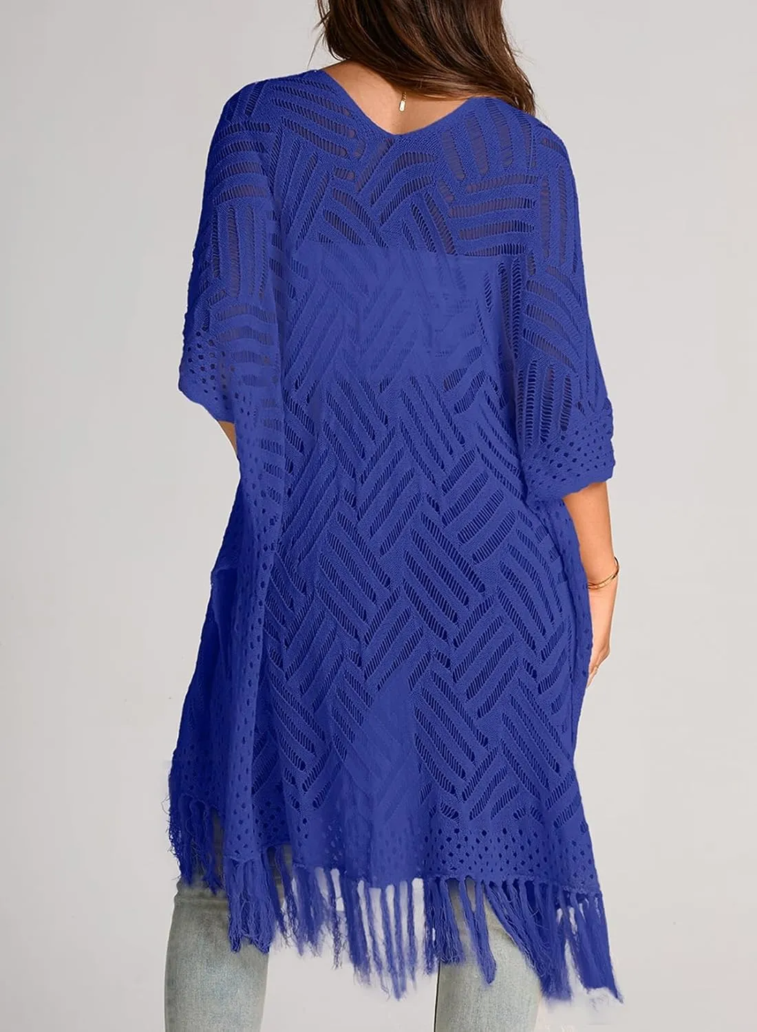 Sidefeel Women's Open Front Knit Sheer Cardigans Summer Boho Lightweight Kimono Cover Ups