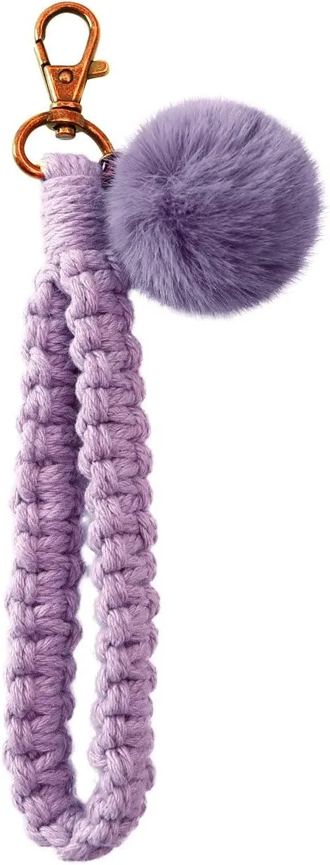 Sither Boho Macrame Keychain for Women Handmade Keychain Bracelet Keyring Wristlet Macrame Keychain Holder for Gift