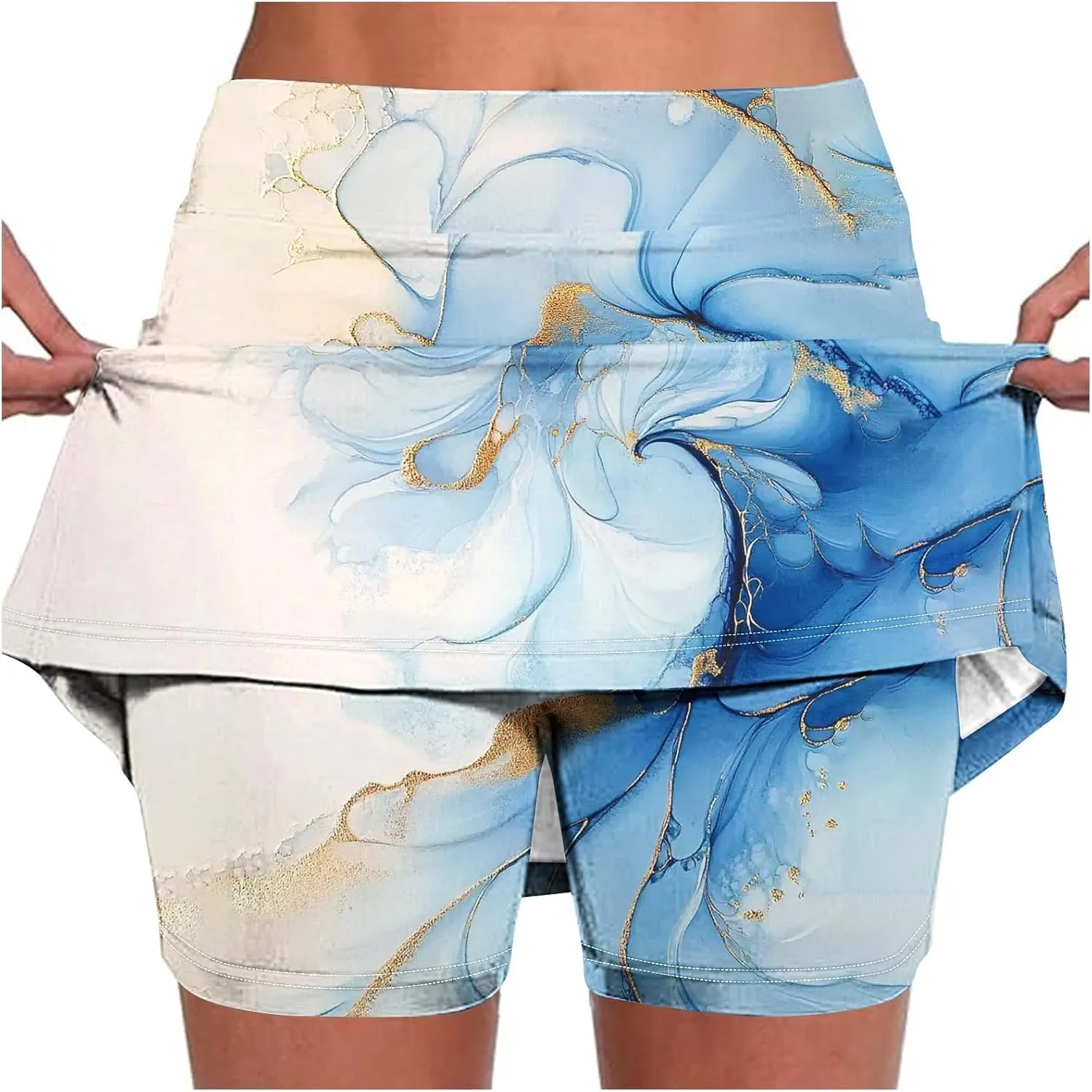 Skorts for Women Fashion High Waist Floral Print Skirts Inner Shorts Summer Sports Running Skirt 2025 Gym Yoga Outfit