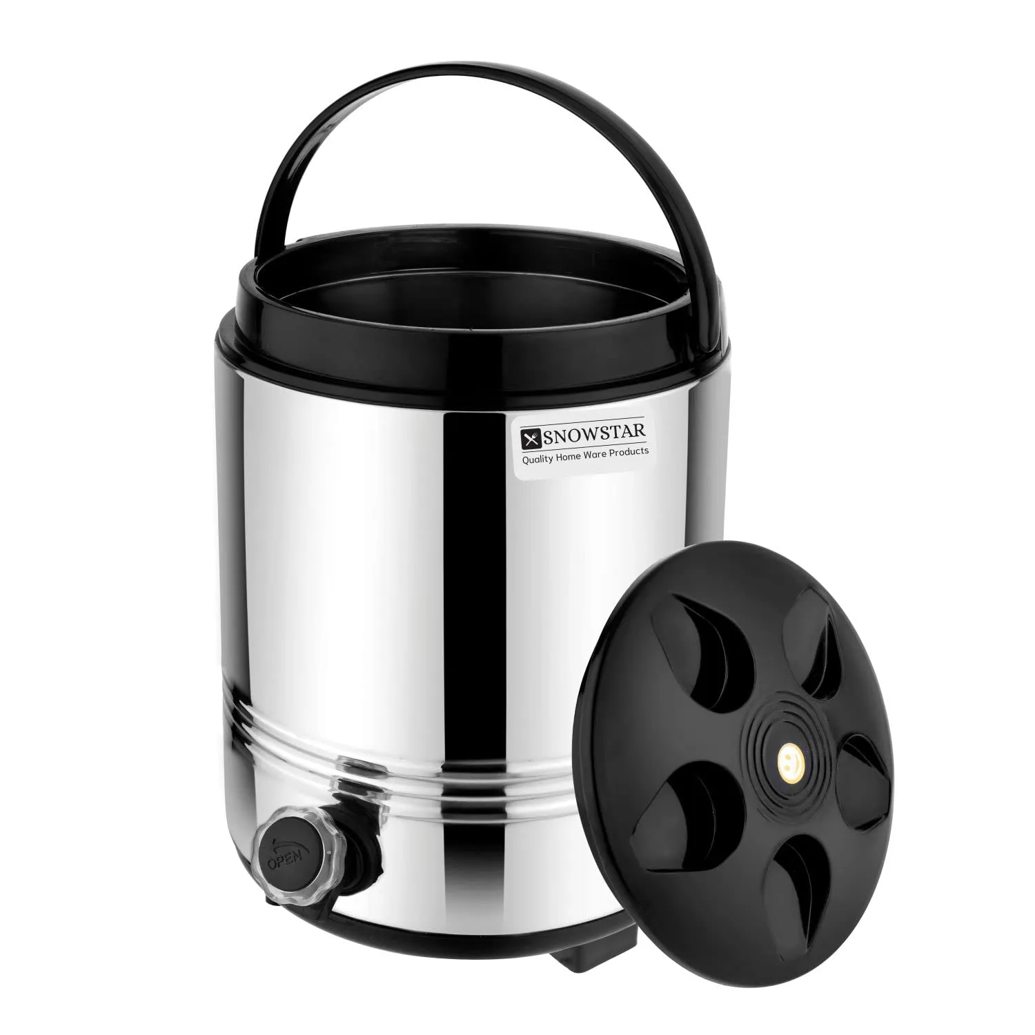 SNOWSTAR Hot and Cold Water Dispenser for Home Kitchen Office, 8 Liters-Silver, Double Walled PUF Insulated Stainless Steel Water Jug with Tap, Easy to Carry Handle, Durable & Sturdy
