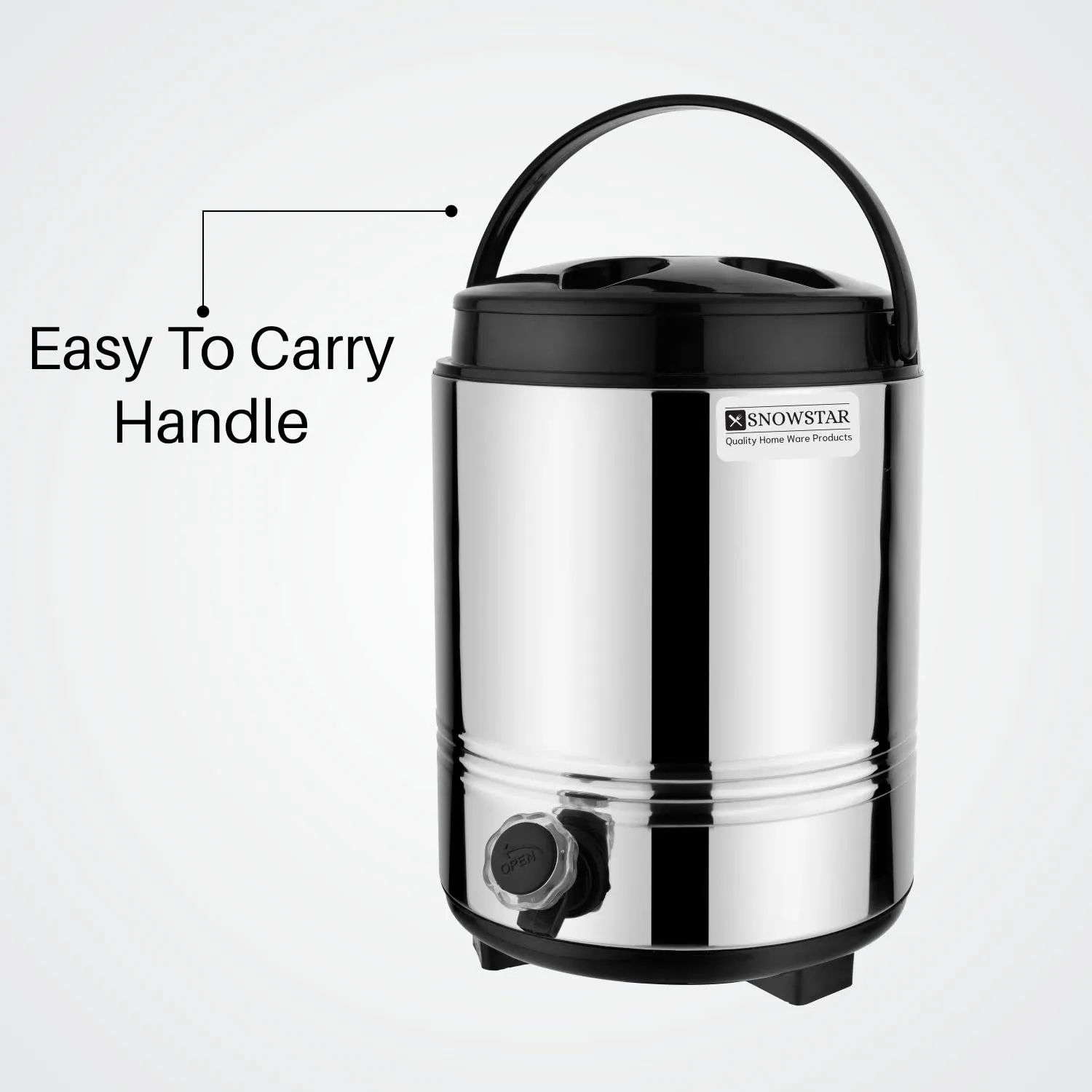 SNOWSTAR Hot and Cold Water Dispenser for Home Kitchen Office, 8 Liters-Silver, Double Walled PUF Insulated Stainless Steel Water Jug with Tap, Easy to Carry Handle, Durable & Sturdy