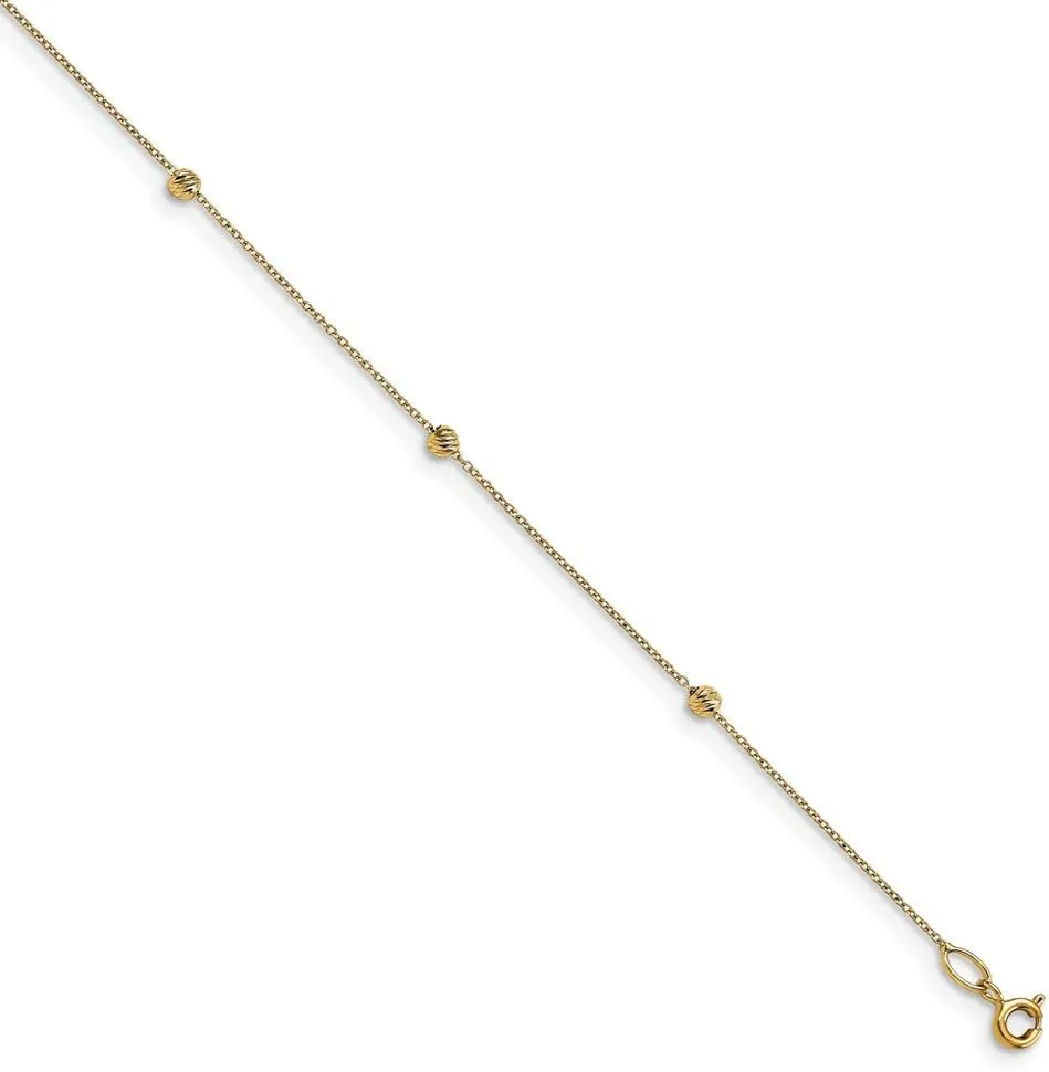 Sonia Jewels Real 14k Yellow Gold 1 in Extension Anklet 10" (Width = 1mm)