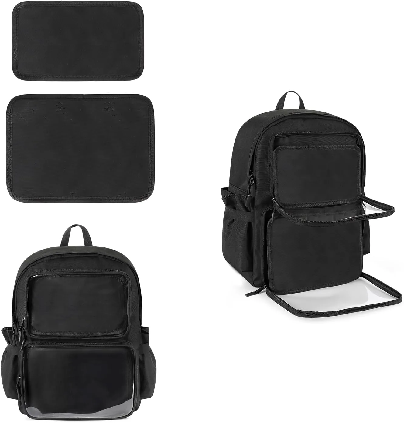 STEAMEDBUN Double Window Ita Backpack(900D) Anime Cosplay Pin Display Backpack Insert Accessories(Black)