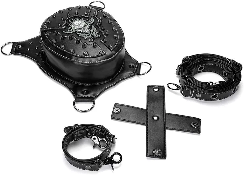 Steampunk Leather Crossbody Shoulder Messenger Bags Motorcycle Waist Bag Hip Holster Belt Purse Pouch Travel Wallet,WP-BG310