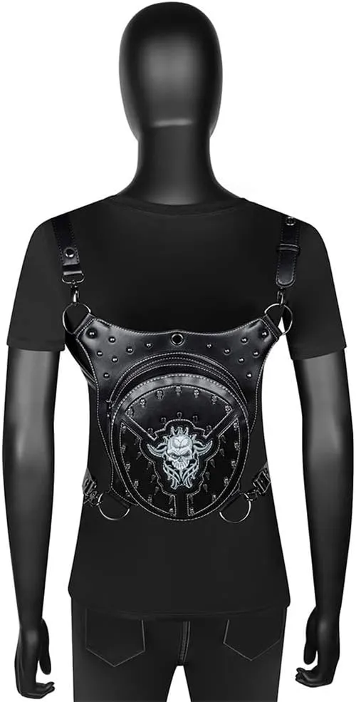 Steampunk Leather Crossbody Shoulder Messenger Bags Motorcycle Waist Bag Hip Holster Belt Purse Pouch Travel Wallet,WP-BG310
