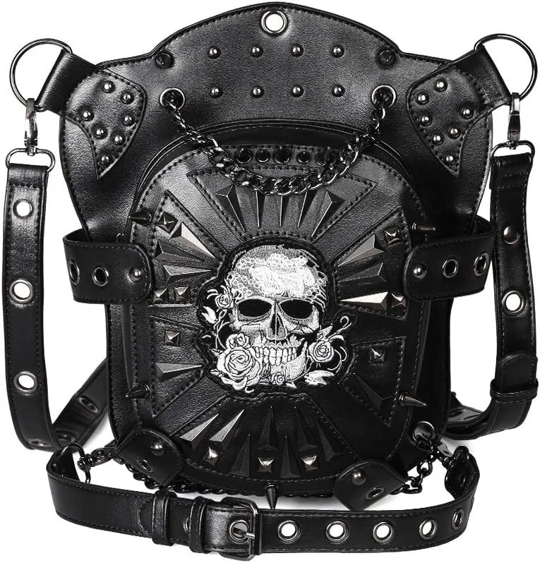 Steampunk Leather Crossbody Shoulder Messenger Bags Motorcycle Waist Bag Hip Holster Belt Purse Pouch Travel Wallet,WPGerritBG310