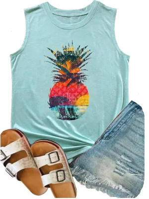 Sun Sand and A Drink in My Hand Tank Tops Beach Letter Graphic Hawaiian Vest Casual Summer Vacation Holiday Cami Shirt