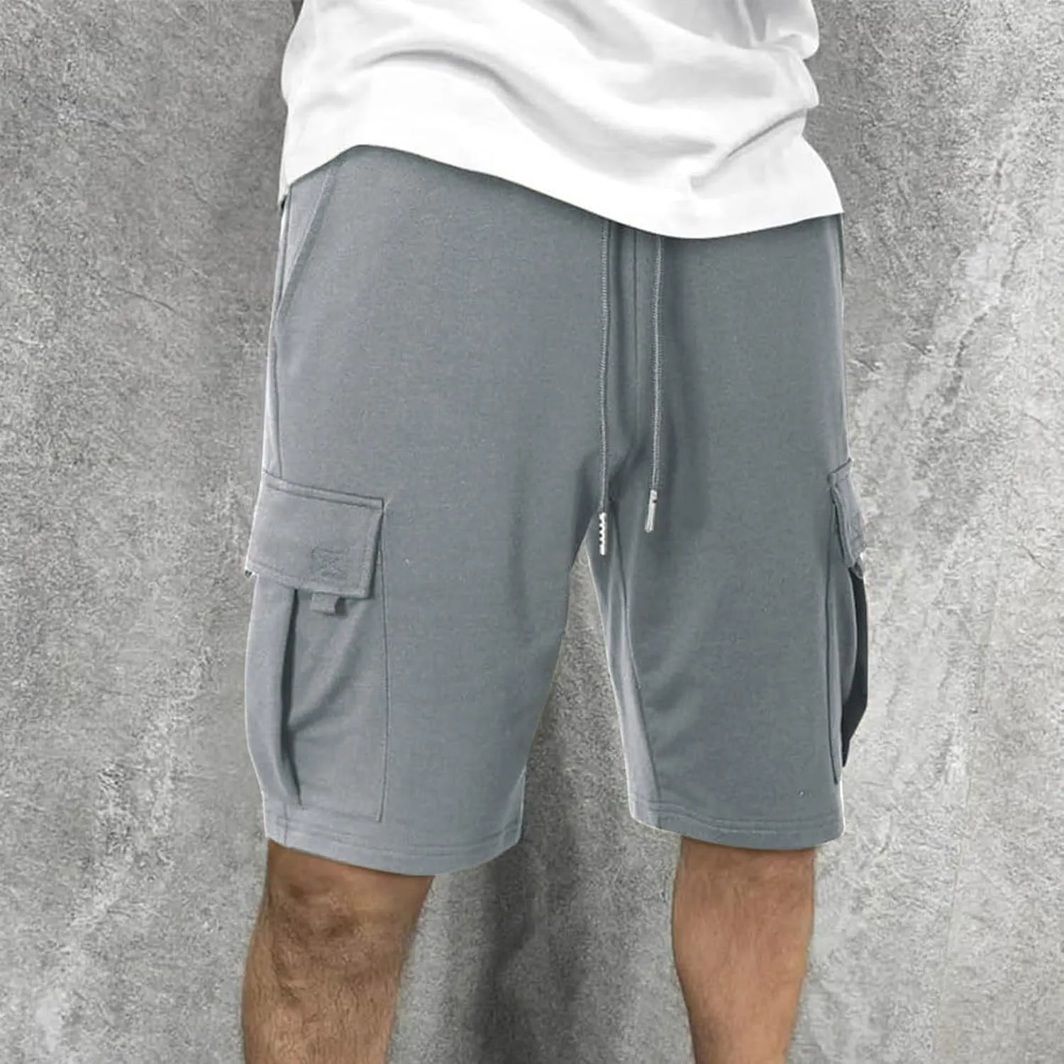 Sweat Shorts Men Baggy Drawstring Elastic Waist Cargo Shorts with Pockets Athletic Workout Running Hiking SweatShorts