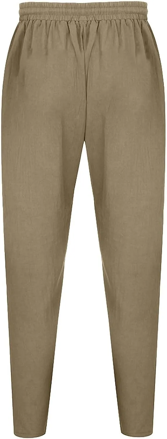 Sweatpants for Men Classic Slacks Male Sport Tapered Split Airoft Fitted Elastic Waist Solid Color Leggings Light