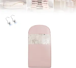 Taprinferior Hanging Garment Bag, Space Saving Hanging Garment Bag with Self Compression Zipper, Wardrobe Clothes Dust Bag (Pink, L)