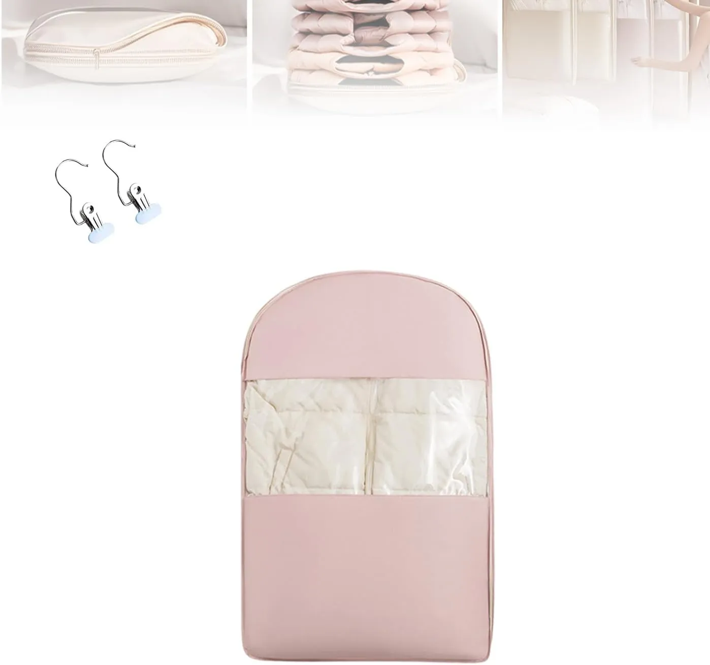 Taprinferior Hanging Garment Bag, Space Saving Hanging Garment Bag with Self Compression Zipper, Wardrobe Clothes Dust Bag (Pink, M)