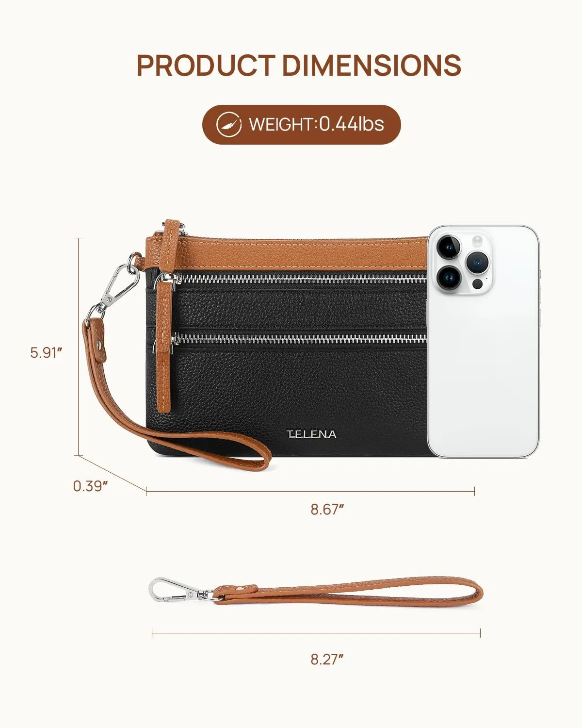 Telena Wristlet Wallets for Women Leather Clutch Purses Ladies Wallet Handbags RFID Blocking Card Holder