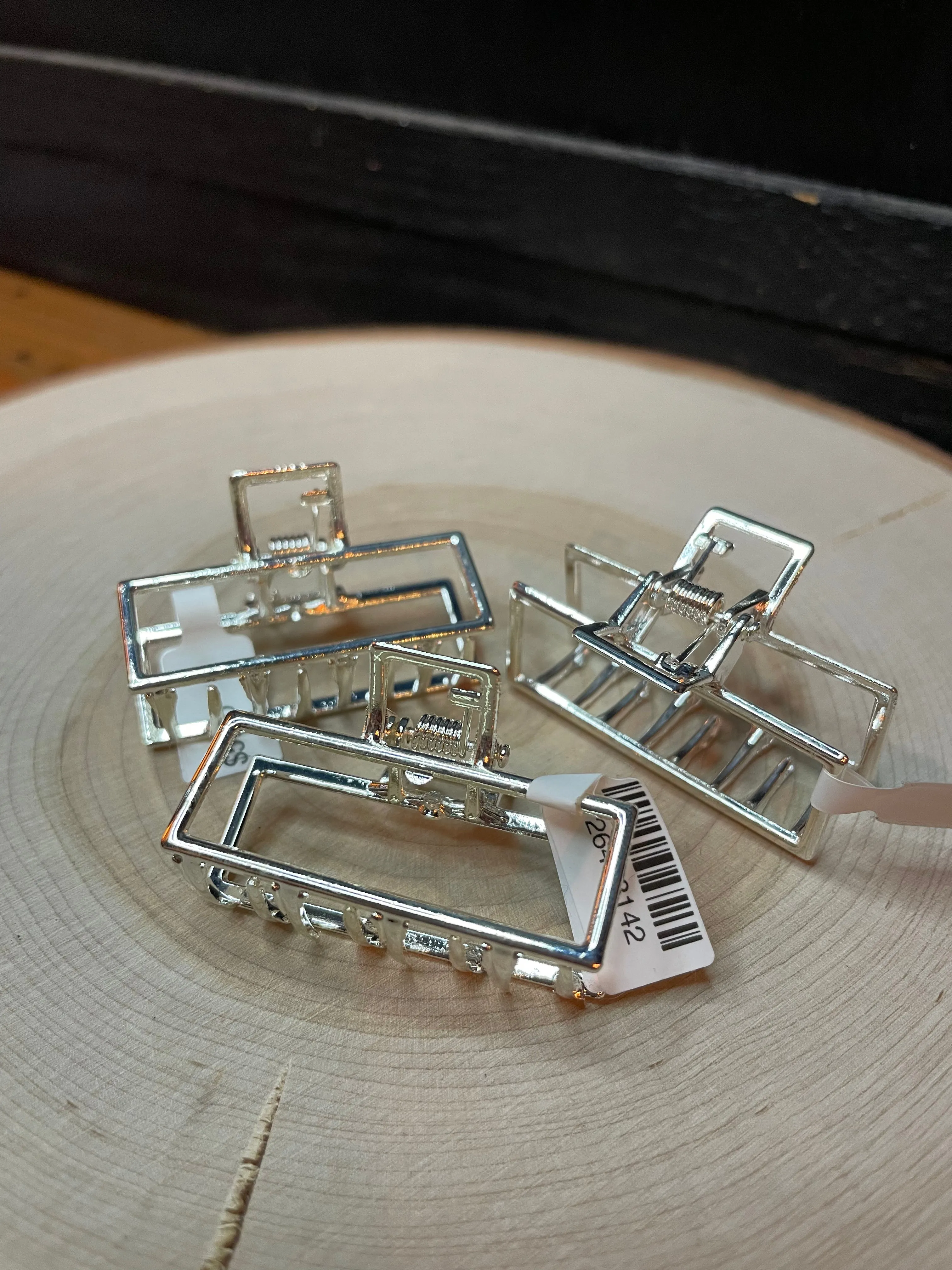 Tiny Square Silver Claw Clip