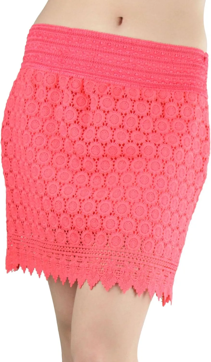 ToBeInStyle Womens Spring and Summer Above Knee Length Lace Lined Knit Skirts