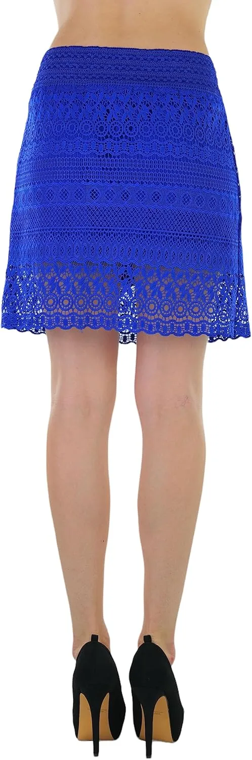 ToBeInStyle Womens Spring and Summer Above Knee Length Lace Lined Knit Skirts