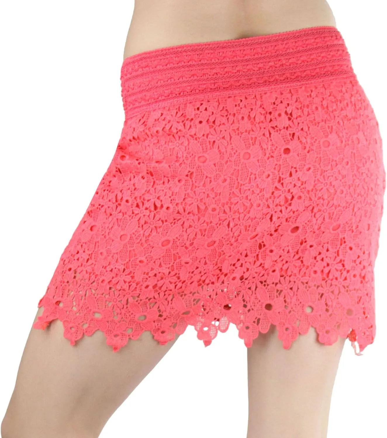 ToBeInStyle Womens Spring and Summer Above Knee Length Lace Lined Knit Skirts