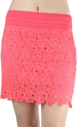 ToBeInStyle Womens Spring and Summer Above Knee Length Lace Lined Knit Skirts