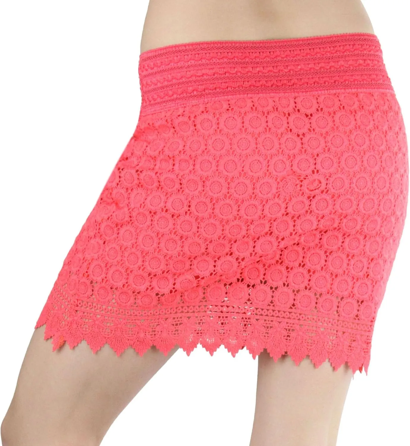 ToBeInStyle Womens Spring and Summer Above Knee Length Lace Lined Knit Skirts