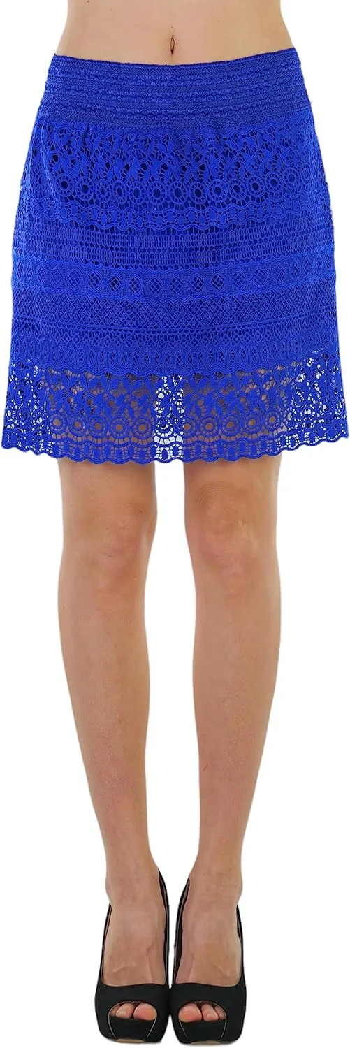 ToBeInStyle Womens Spring and Summer Above Knee Length Lace Lined Knit Skirts