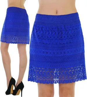 ToBeInStyle Womens Spring and Summer Above Knee Length Lace Lined Knit Skirts