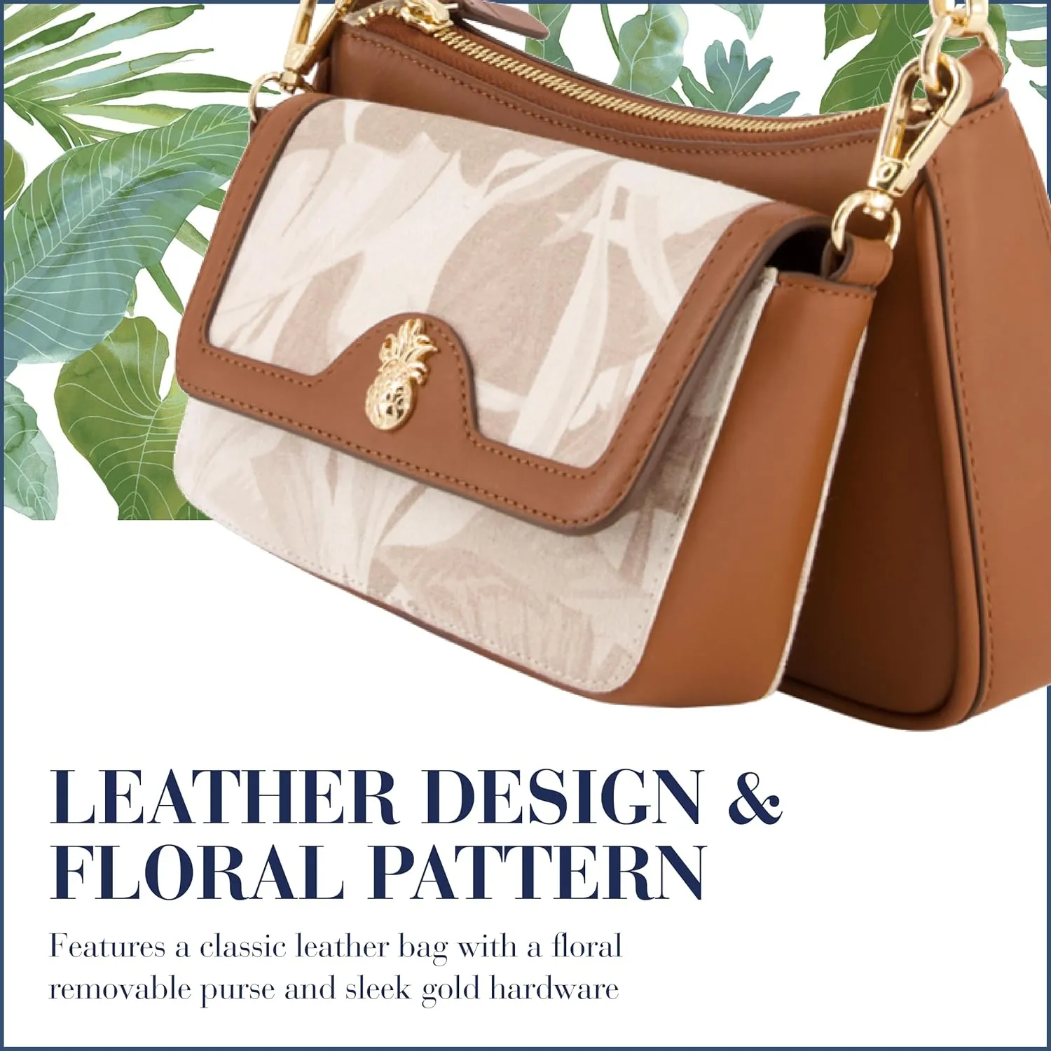 Tommy Bahama Women's Double Crossbody Bag Purse, Small Shoulder Handbag with Adjustable Strap and Leather Trim