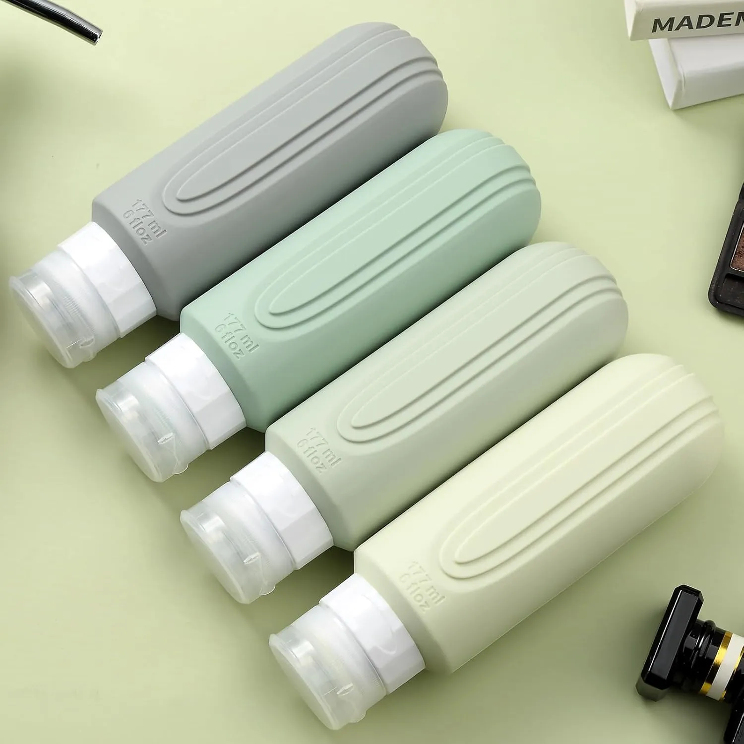 Travel Bottles for Toiletries, Large 6oz Oversize Containers, BPA Free Leak Proof Tubs Refillable Liquid Travel Accessories with Toiletry Bag for Cometic Shampoo and Lotion Soap (4 Pack)