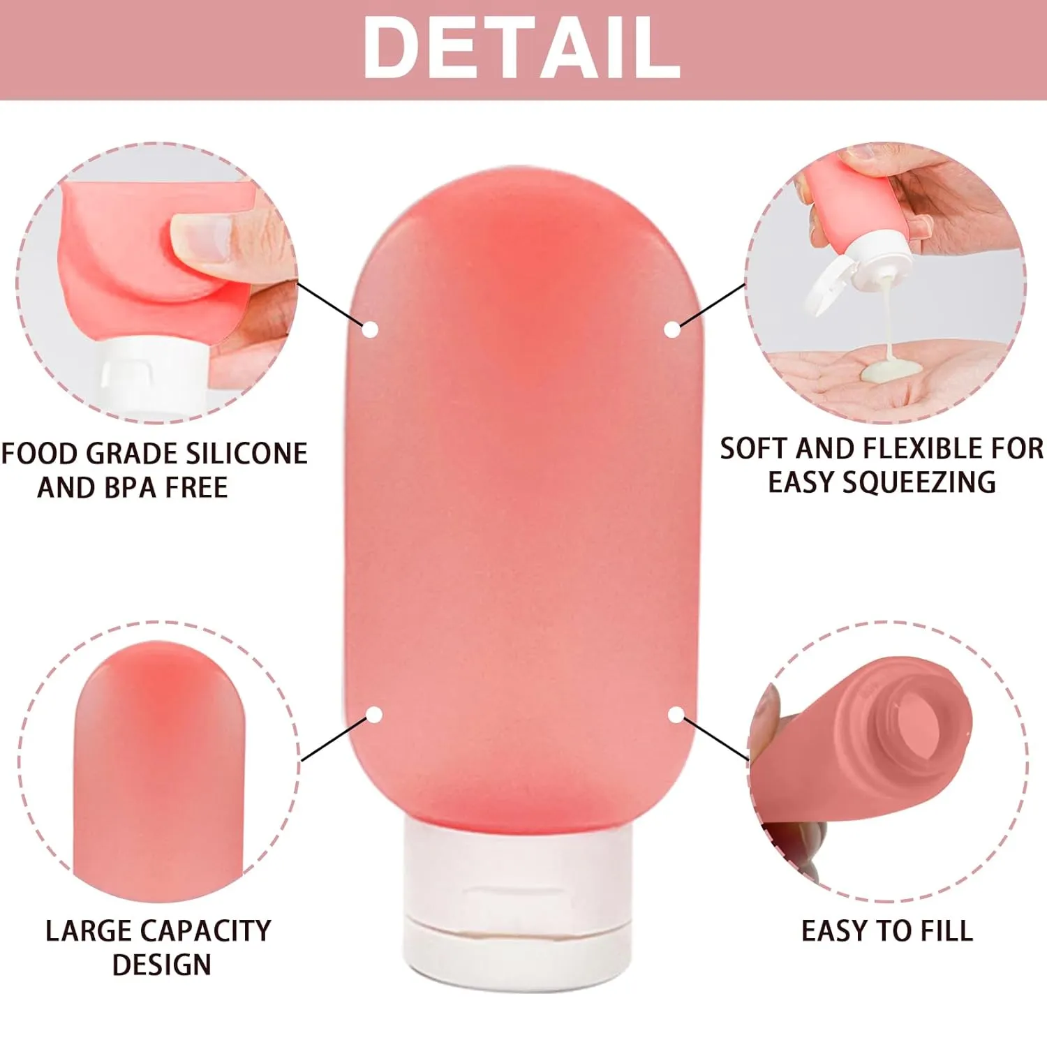 Travel Bottles Silicone Bottles for Travel, Silicone Refillable Size Containers with Cosmetic Bag, Travel Accessories Travel Tubes Toiletries for Cosmetic Shampoo Cream Conditioner Lotion Soap