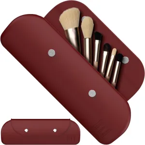 Travel Makeup Brush HolderSilicone Makeup Brush Holder Portable Cosmetic Organiser with Two Upgraded Anti-fall Off Magnetic Clips  foldable, large capacity -Coffee