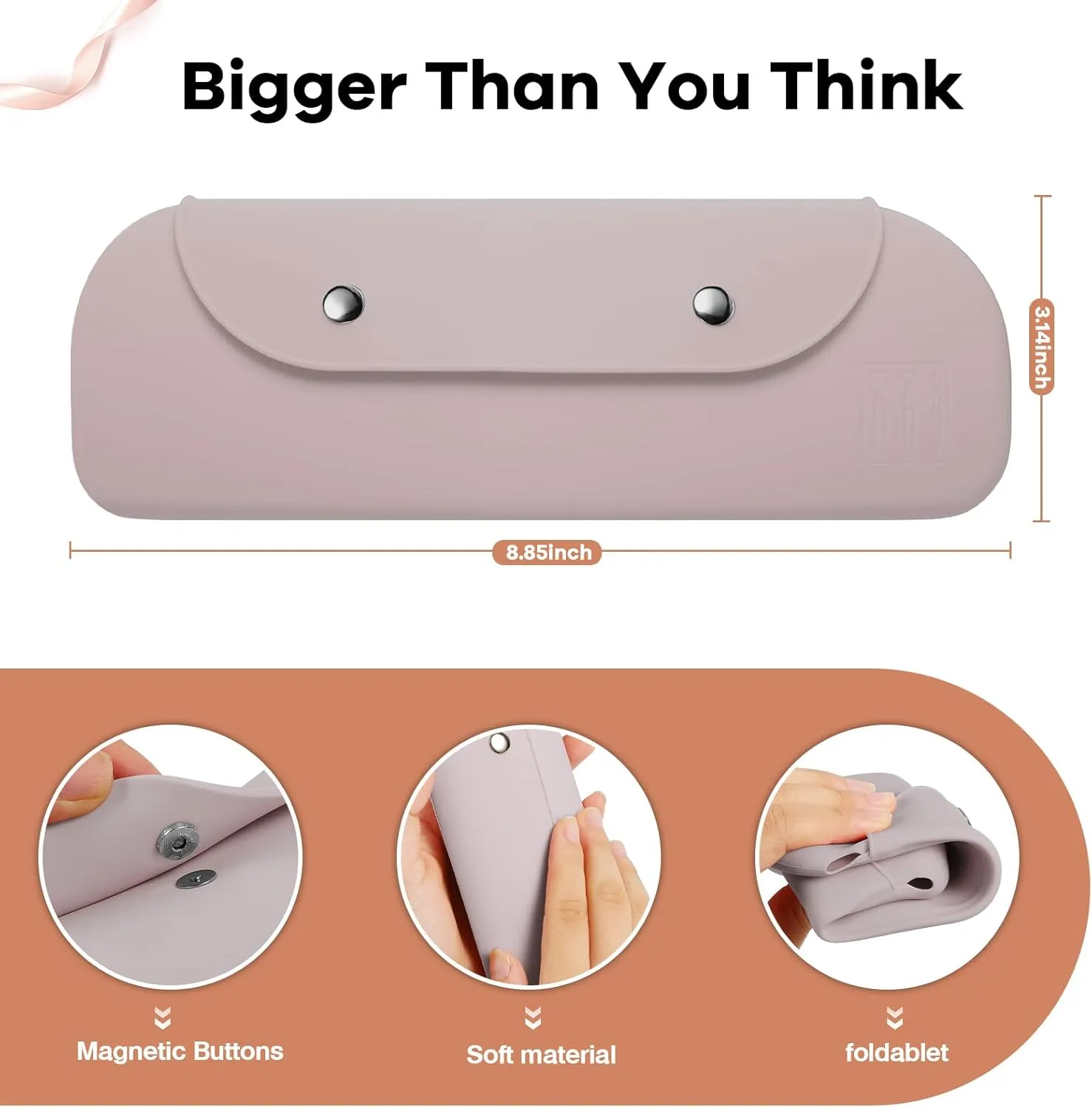 Travel Makeup Brush HolderSilicone Makeup Brush Holder Portable Cosmetic Organiser with Two Upgraded Anti-fall Off Magnetic Clips  foldable, large capacity -Khaki