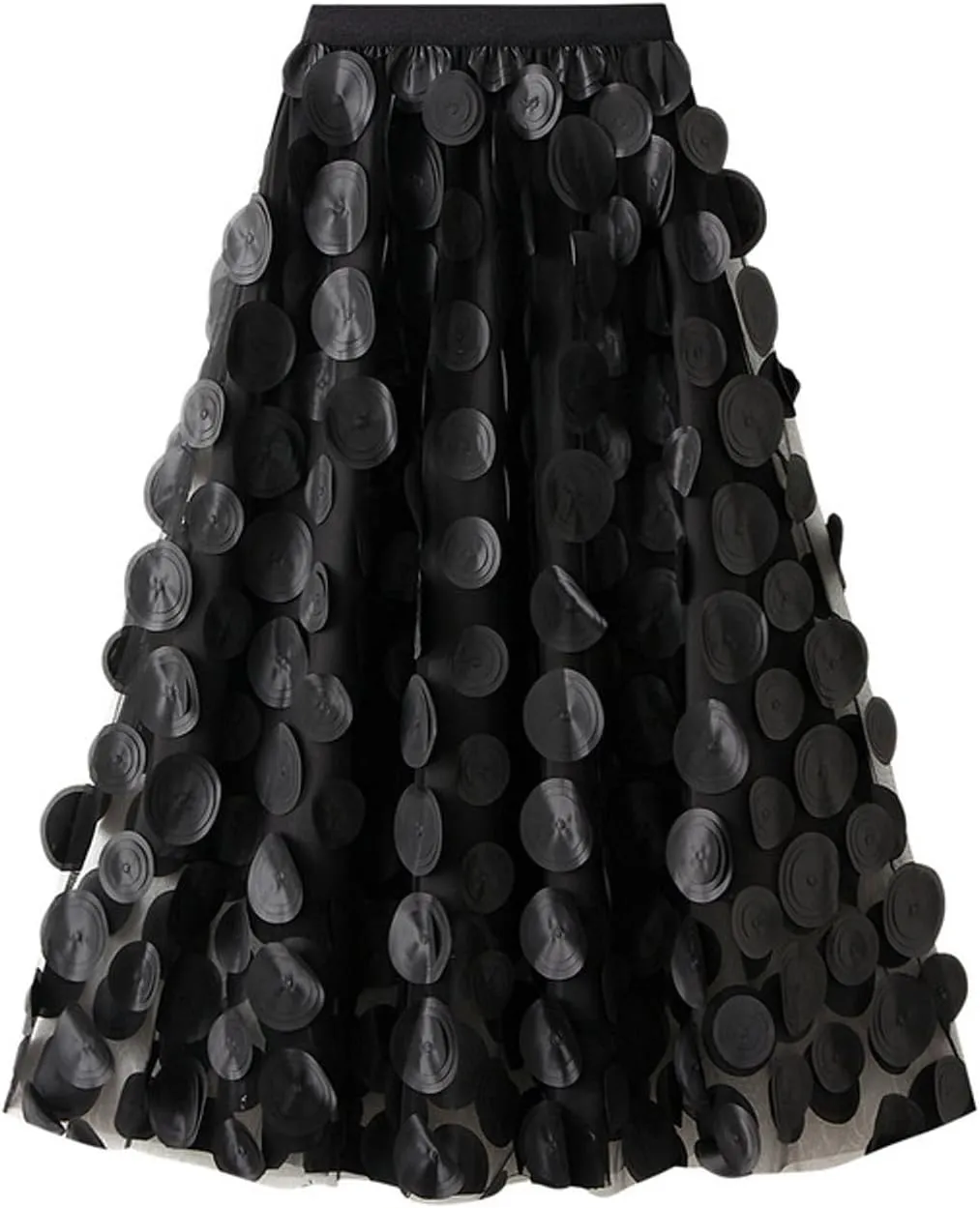 Tulle Skirt for Women 3D Polka Dot Mesh Skirts Flowy Midi A-Line Layered Bubble Wedding Guest Party Skirt